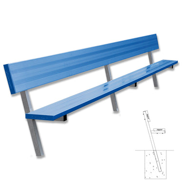 Player Bench with Seat Back - 15 ft. - In-Ground (Powder Coated)